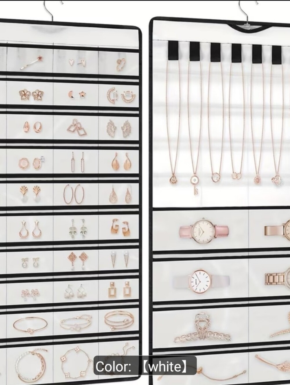 White Jewelry hanging organizer w attached hanger